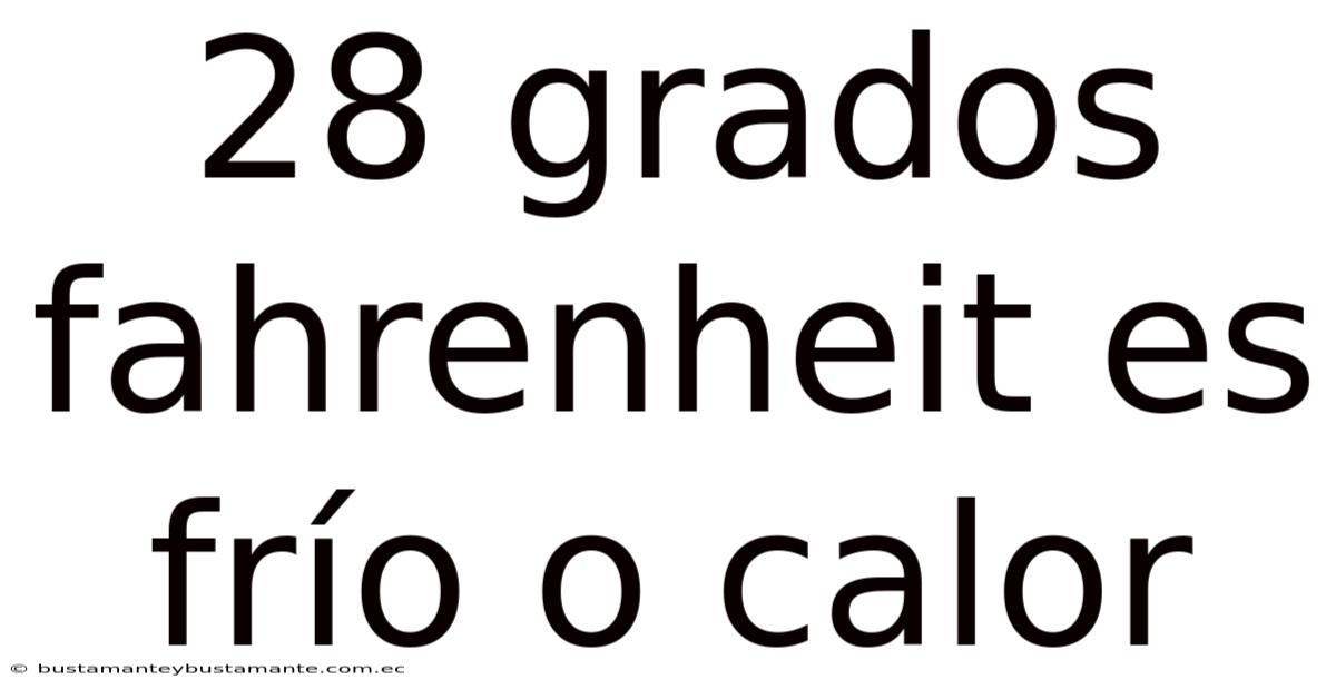 28 Grados Fahrenheit Es Frío O Calor