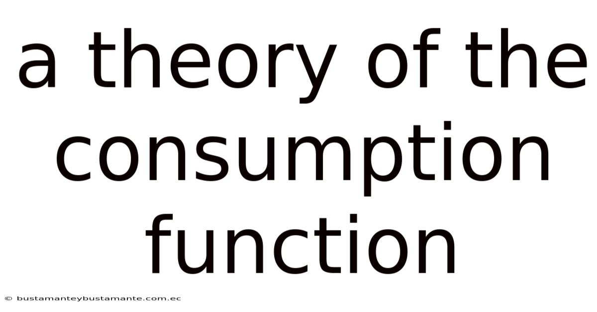 A Theory Of The Consumption Function