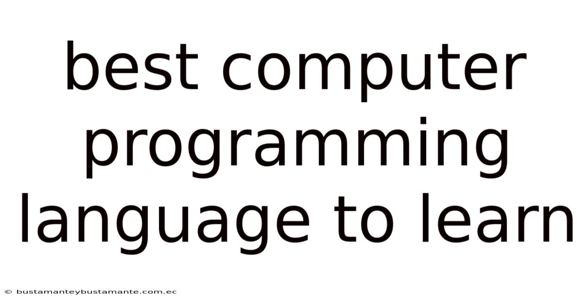 Best Computer Programming Language To Learn
