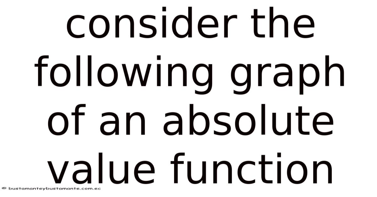 Consider The Following Graph Of An Absolute Value Function