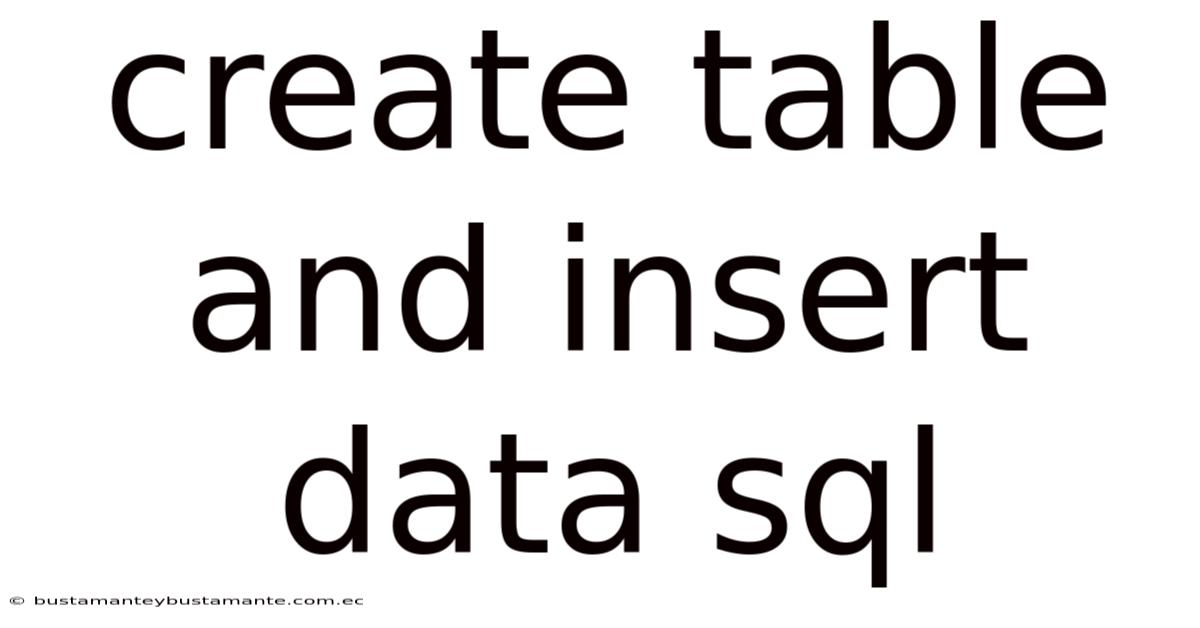 Create Table And Insert Data Sql
