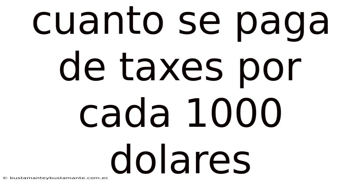 Cuanto Se Paga De Taxes Por Cada 1000 Dolares