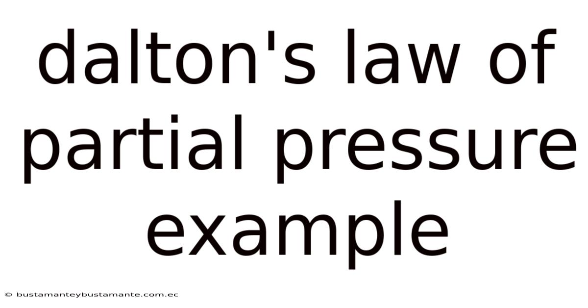 Dalton's Law Of Partial Pressure Example