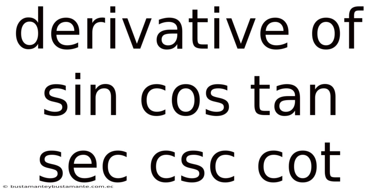 Derivative Of Sin Cos Tan Sec Csc Cot