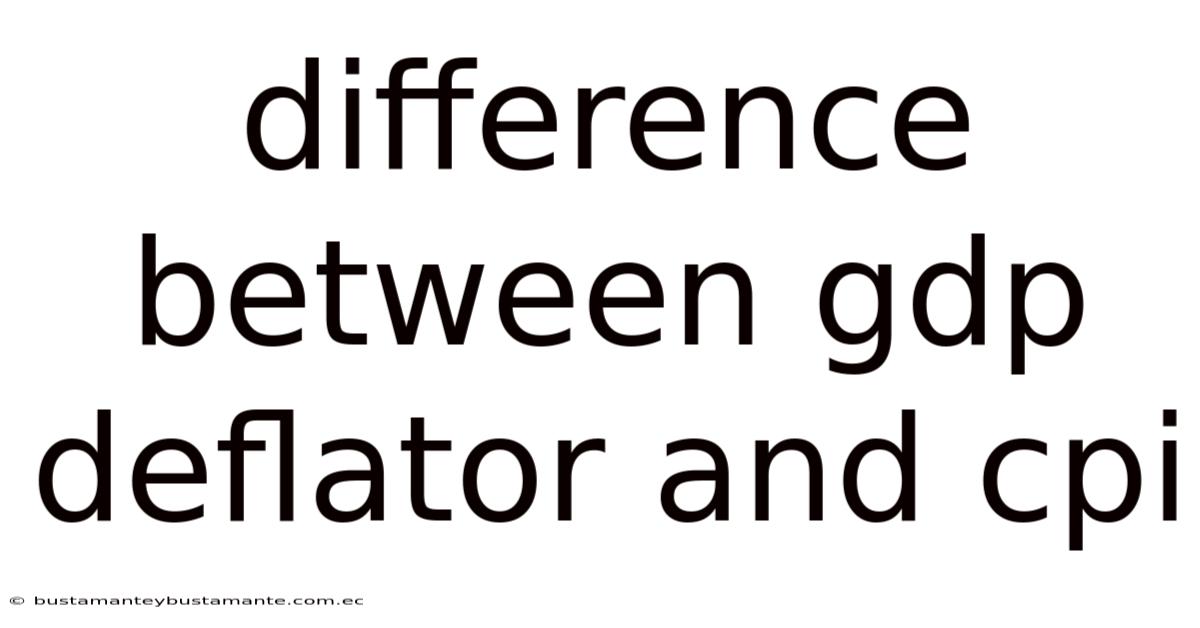 Difference Between Gdp Deflator And Cpi