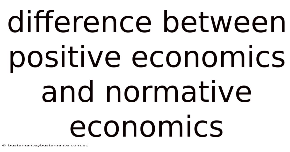 Difference Between Positive Economics And Normative Economics
