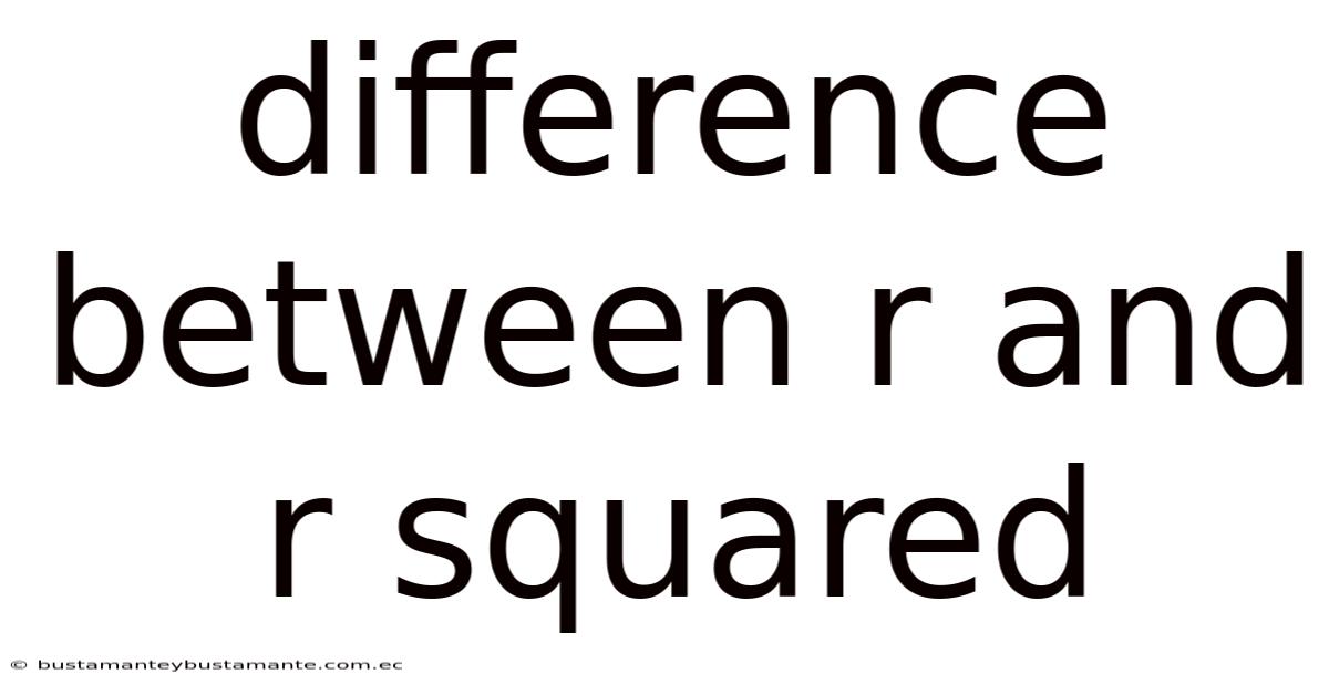 Difference Between R And R Squared