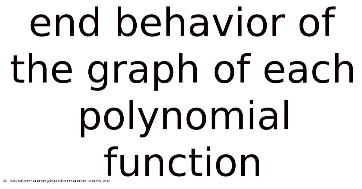 End Behavior Of The Graph Of Each Polynomial Function