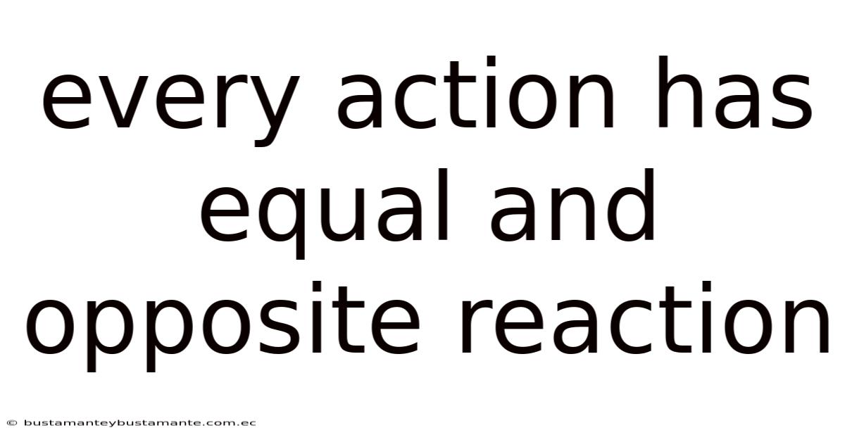 Every Action Has Equal And Opposite Reaction