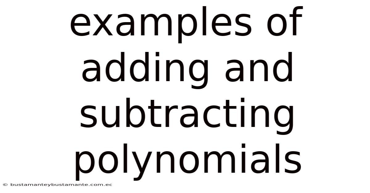 Examples Of Adding And Subtracting Polynomials