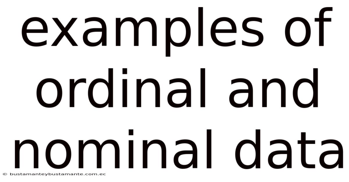 Examples Of Ordinal And Nominal Data