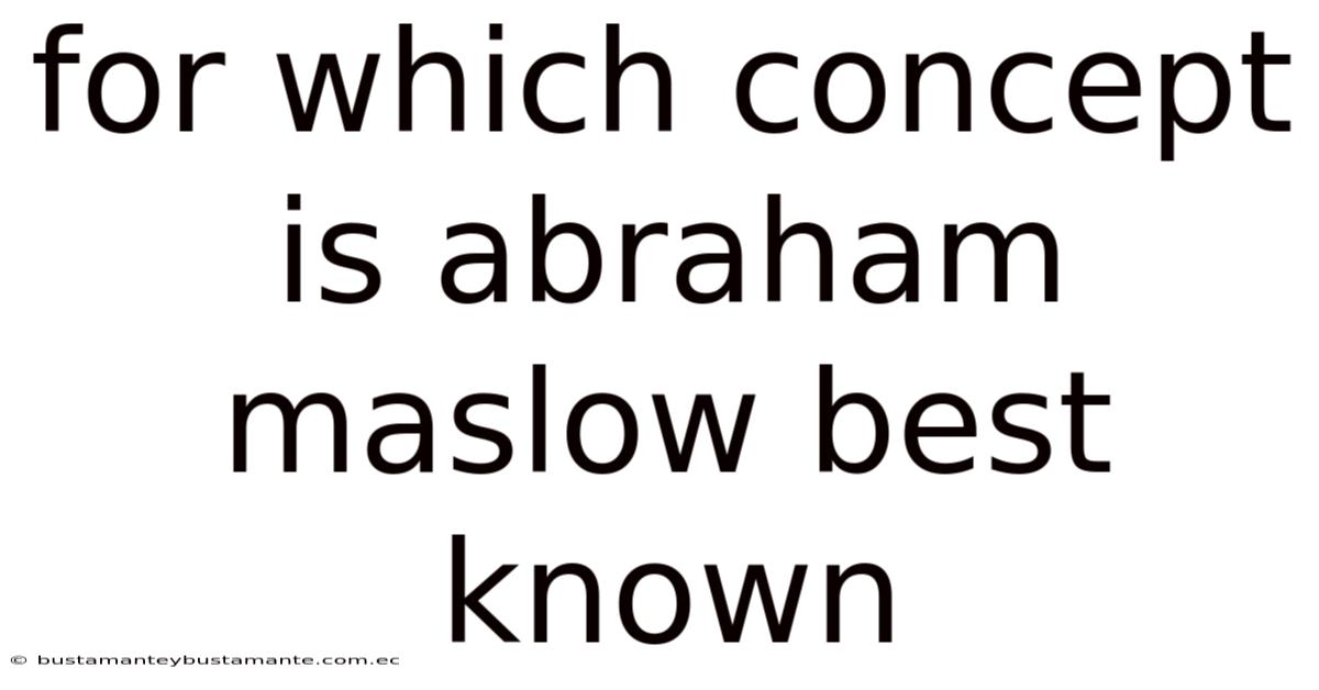 For Which Concept Is Abraham Maslow Best Known