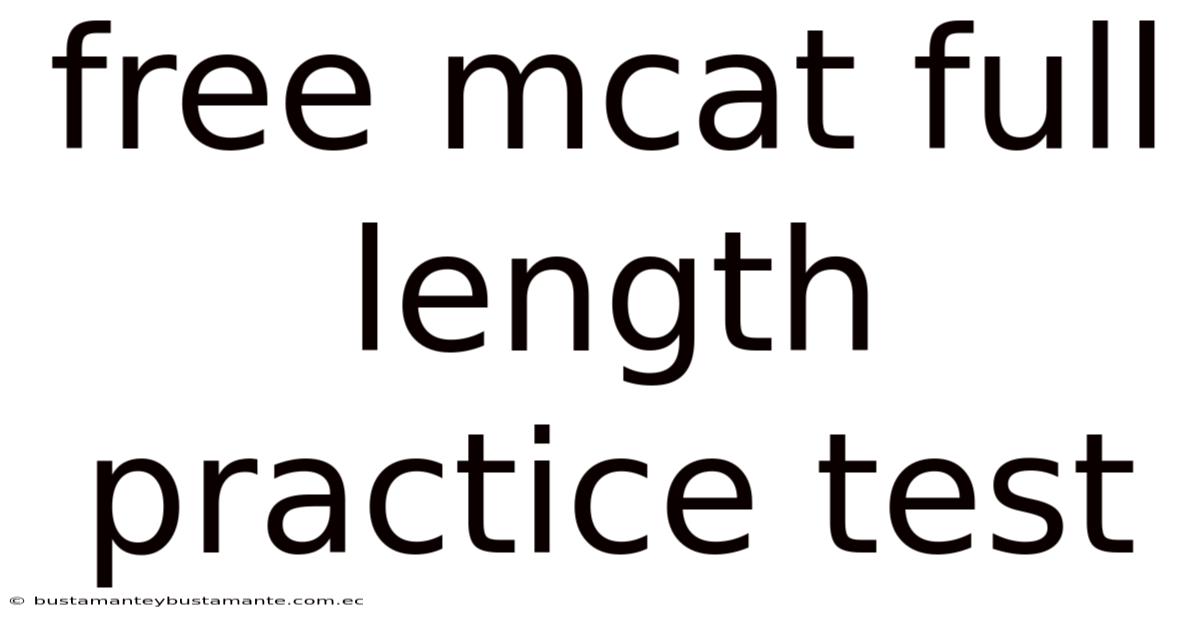 Free Mcat Full Length Practice Test