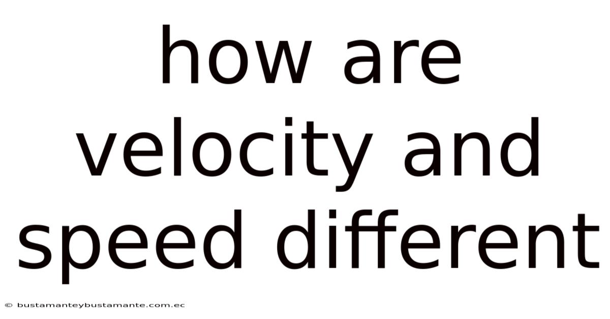 How Are Velocity And Speed Different