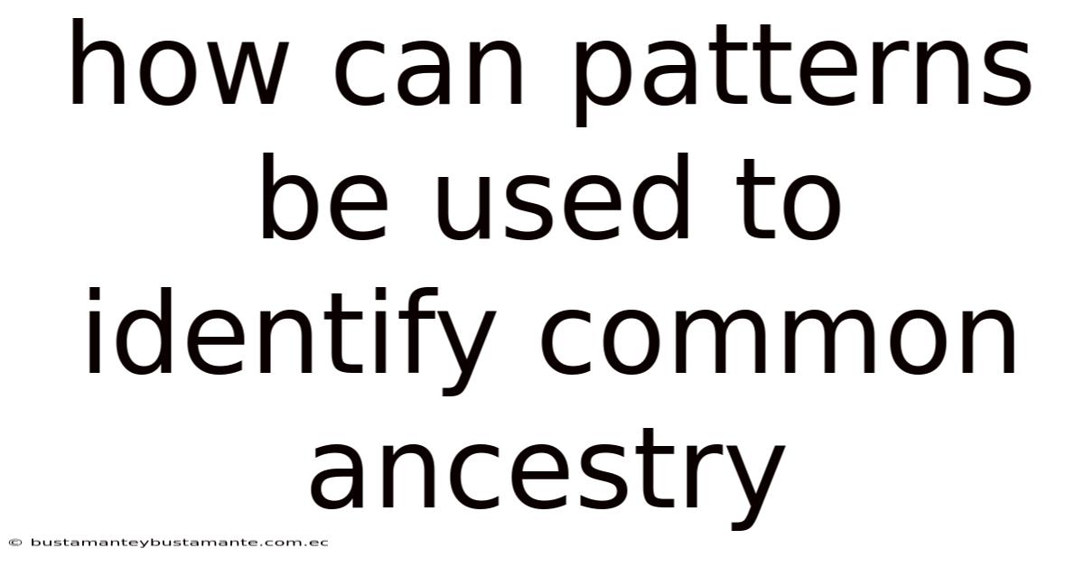 How Can Patterns Be Used To Identify Common Ancestry