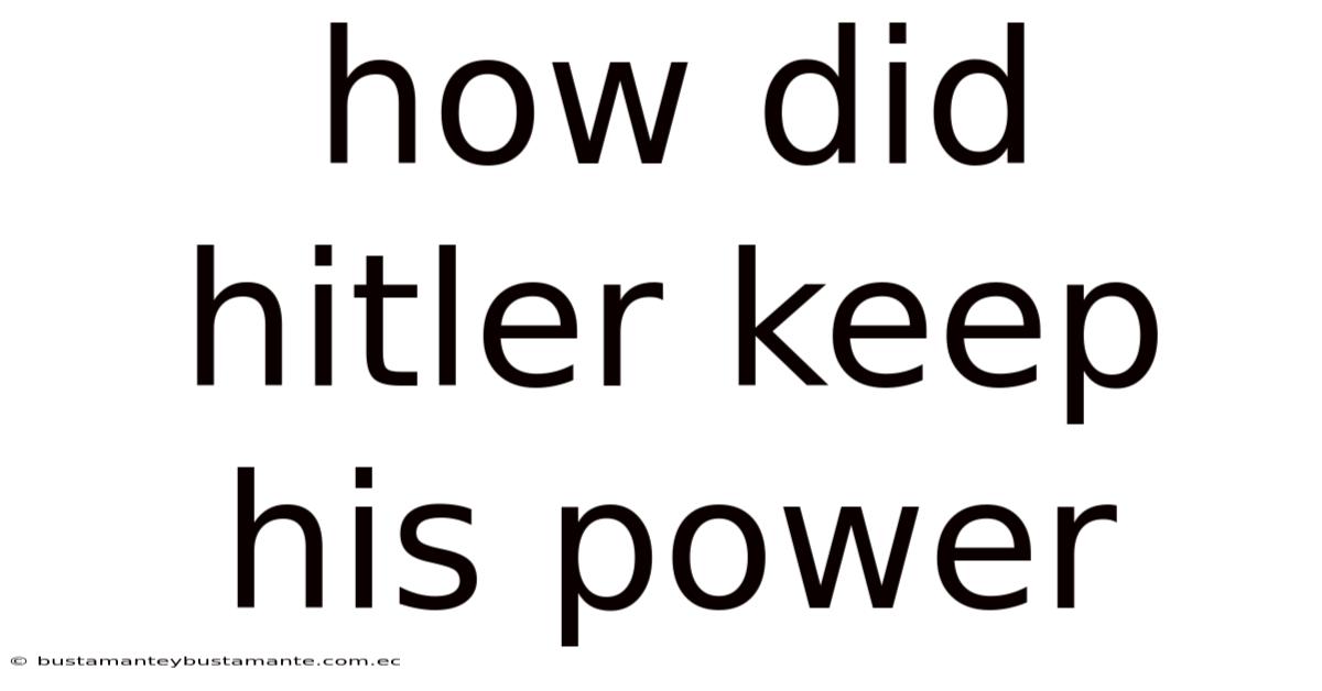 How Did Hitler Keep His Power
