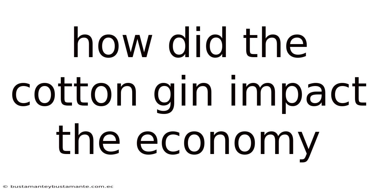 How Did The Cotton Gin Impact The Economy