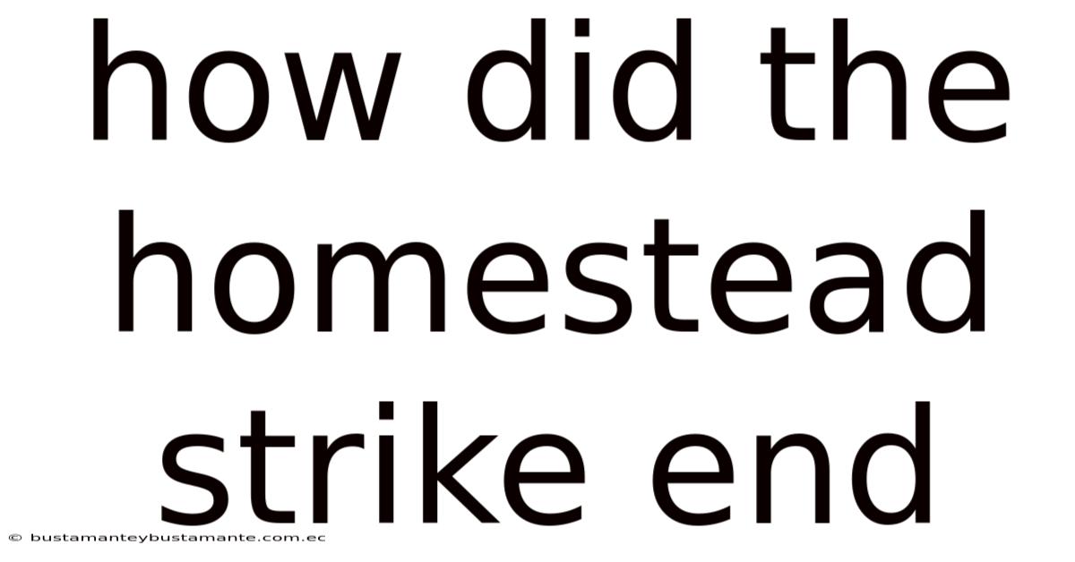 How Did The Homestead Strike End