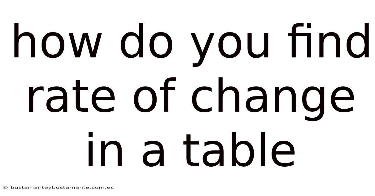 How Do You Find Rate Of Change In A Table