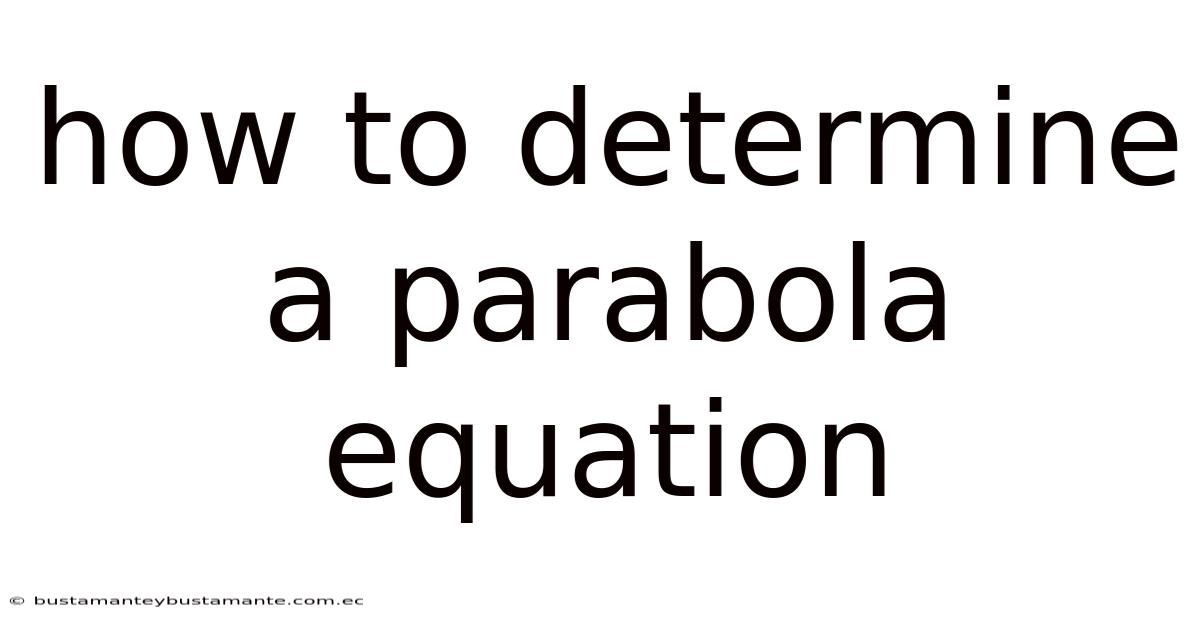 How To Determine A Parabola Equation