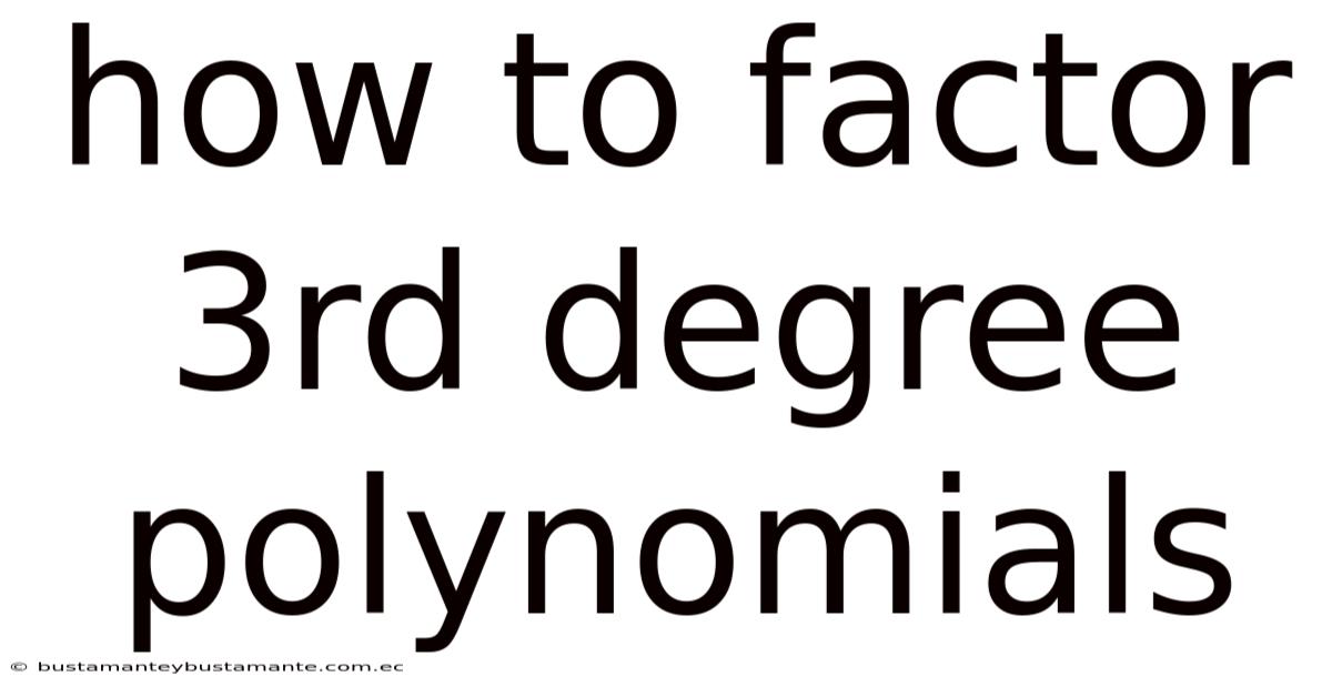 How To Factor 3rd Degree Polynomials
