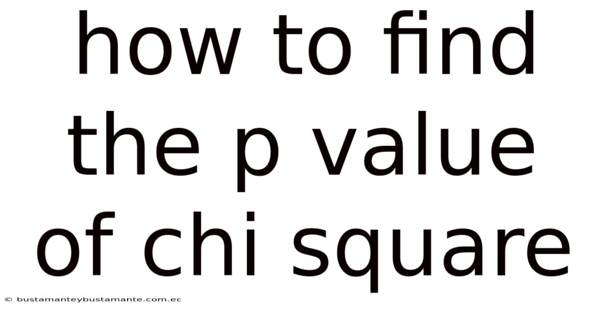 How To Find The P Value Of Chi Square