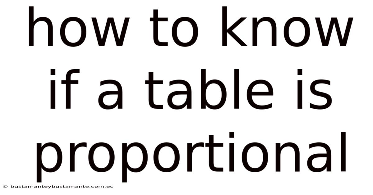 How To Know If A Table Is Proportional