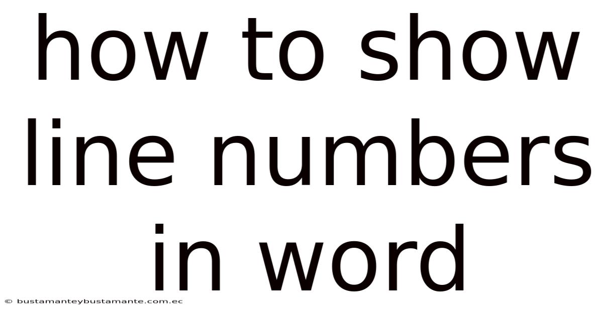 How To Show Line Numbers In Word
