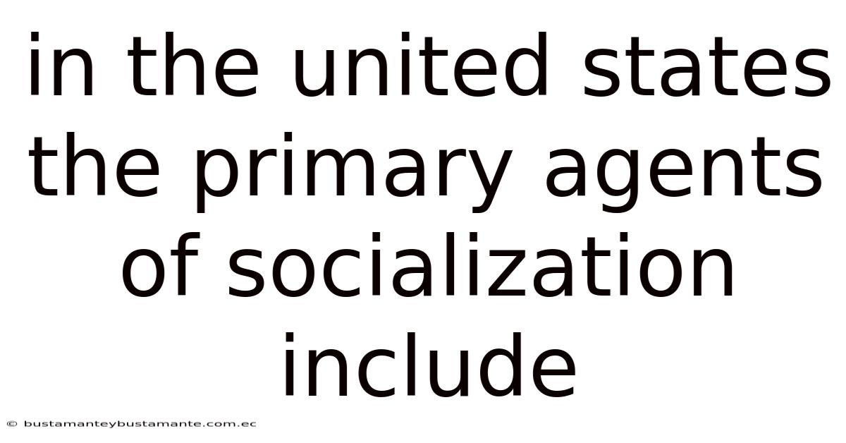 In The United States The Primary Agents Of Socialization Include