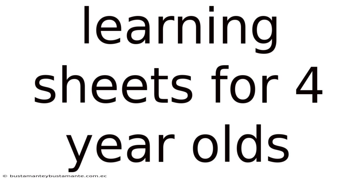 Learning Sheets For 4 Year Olds