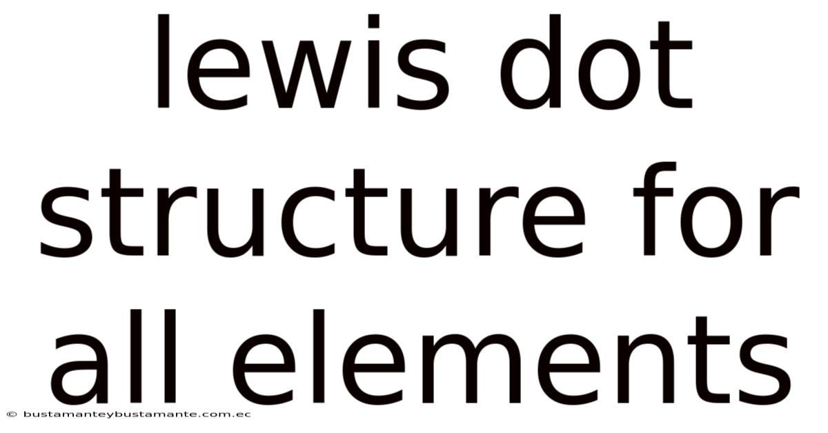 Lewis Dot Structure For All Elements