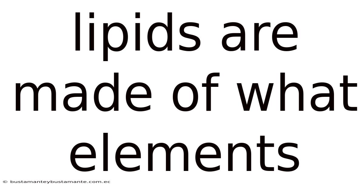 Lipids Are Made Of What Elements