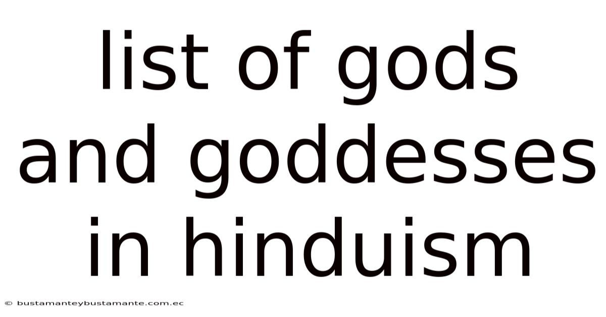 List Of Gods And Goddesses In Hinduism