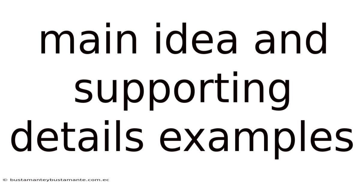 Main Idea And Supporting Details Examples