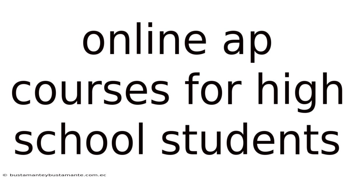 Online Ap Courses For High School Students