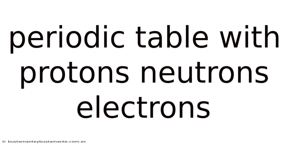 Periodic Table With Protons Neutrons Electrons