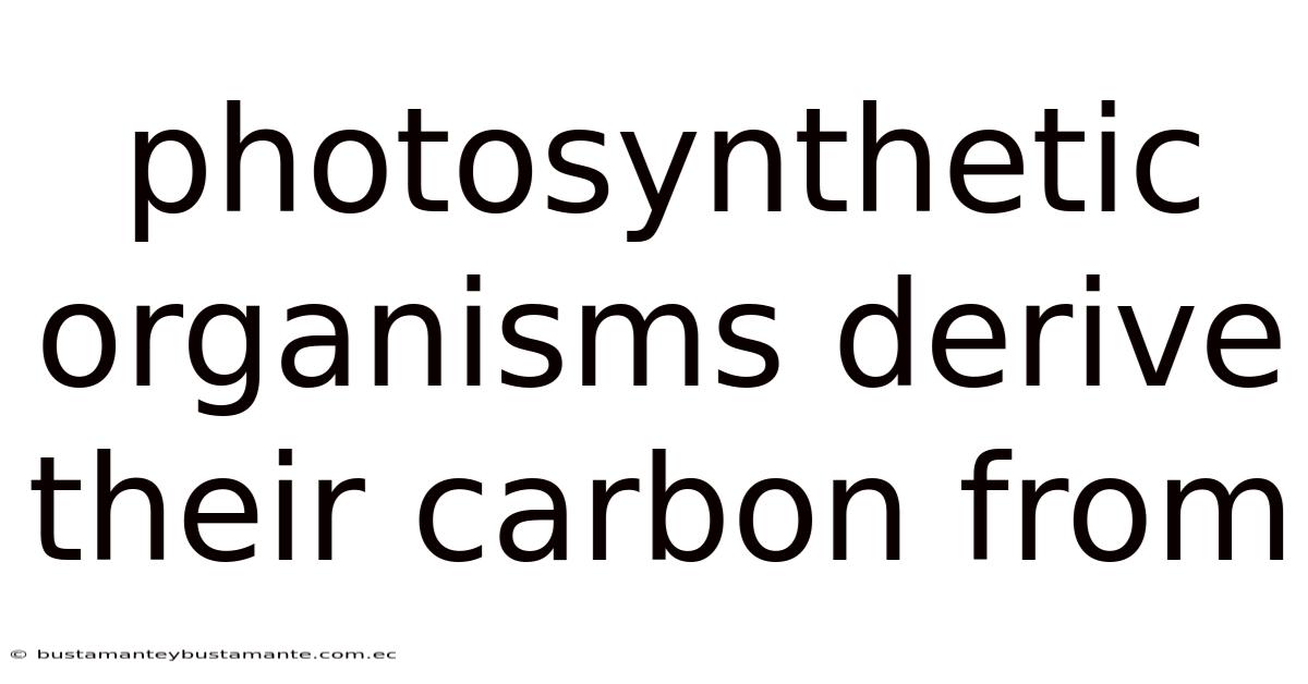 Photosynthetic Organisms Derive Their Carbon From