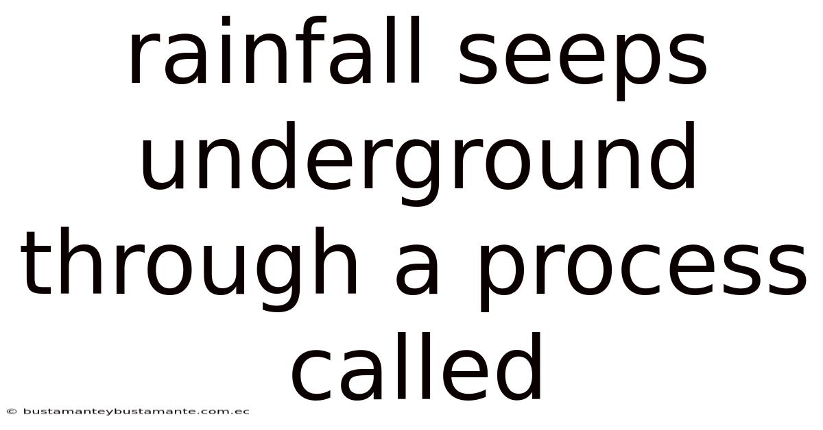 Rainfall Seeps Underground Through A Process Called