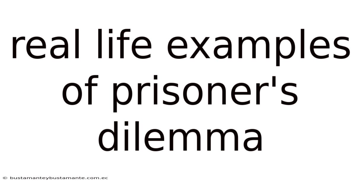 Real Life Examples Of Prisoner's Dilemma