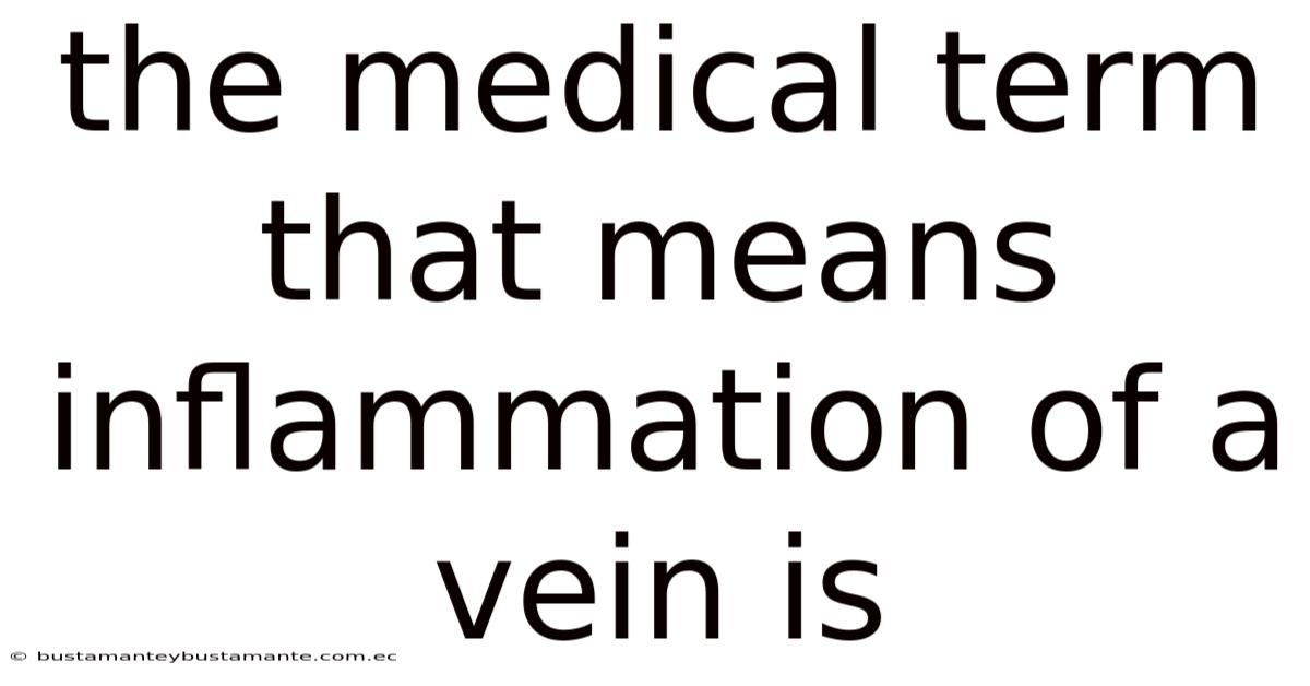 The Medical Term That Means Inflammation Of A Vein Is