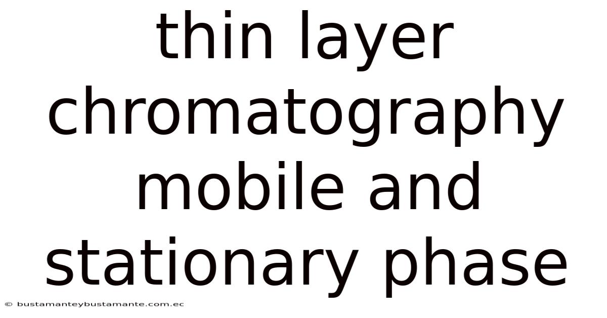 Thin Layer Chromatography Mobile And Stationary Phase