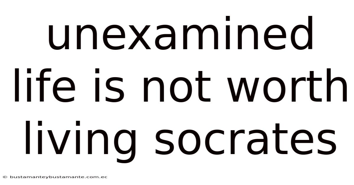 Unexamined Life Is Not Worth Living Socrates