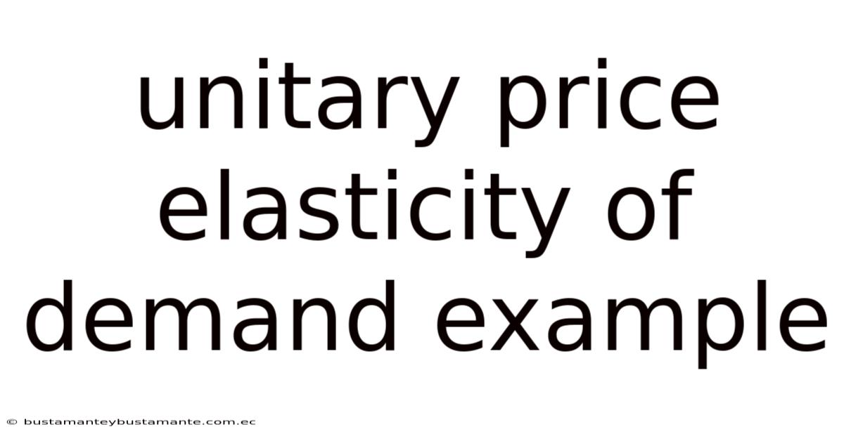 Unitary Price Elasticity Of Demand Example