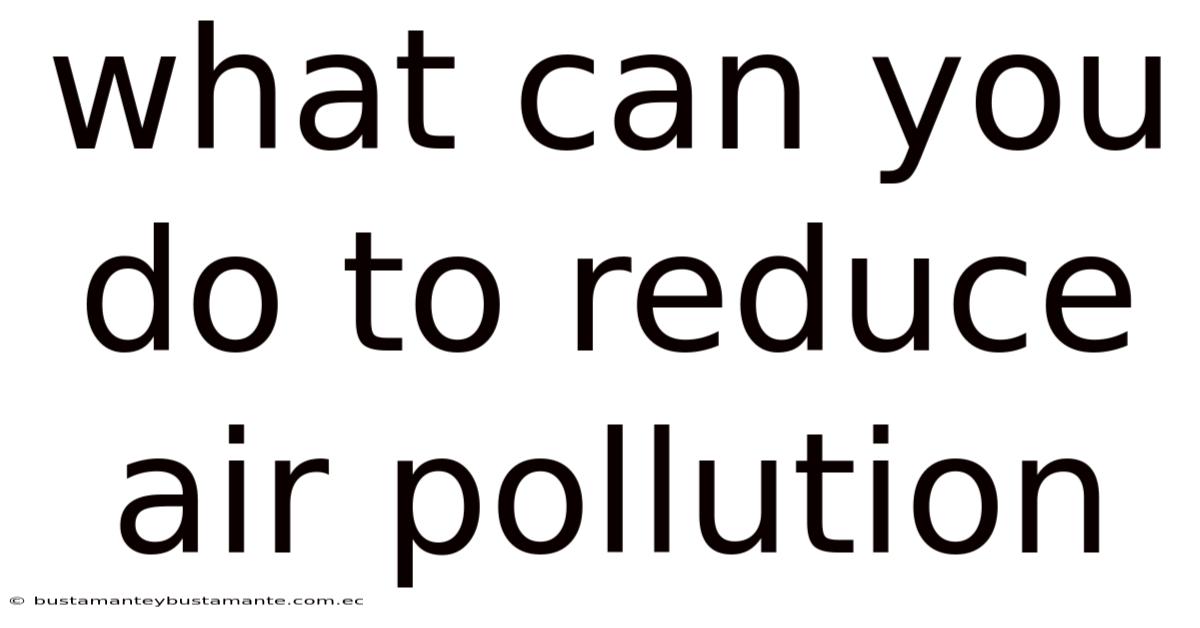 What Can You Do To Reduce Air Pollution