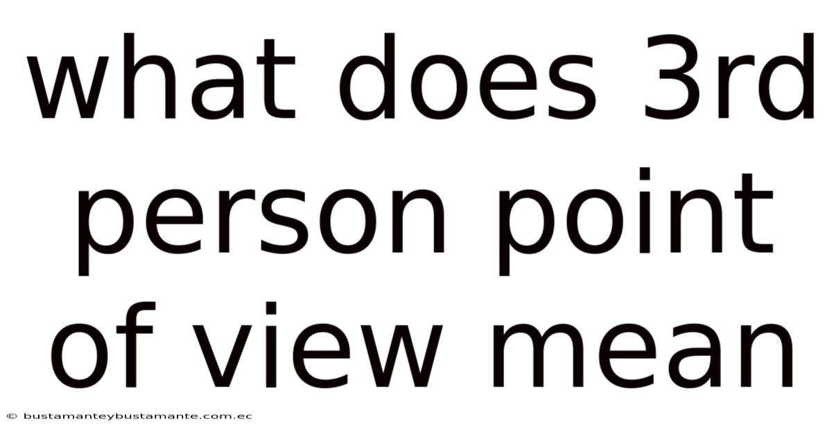 What Does 3rd Person Point Of View Mean