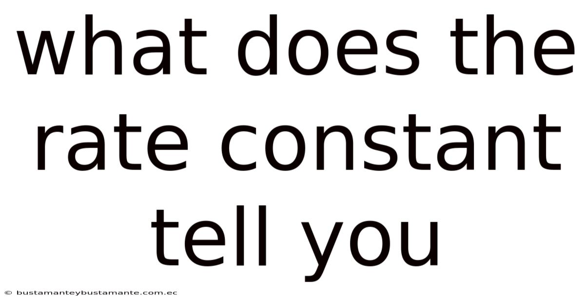 What Does The Rate Constant Tell You