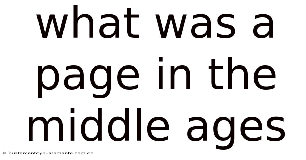 What Was A Page In The Middle Ages