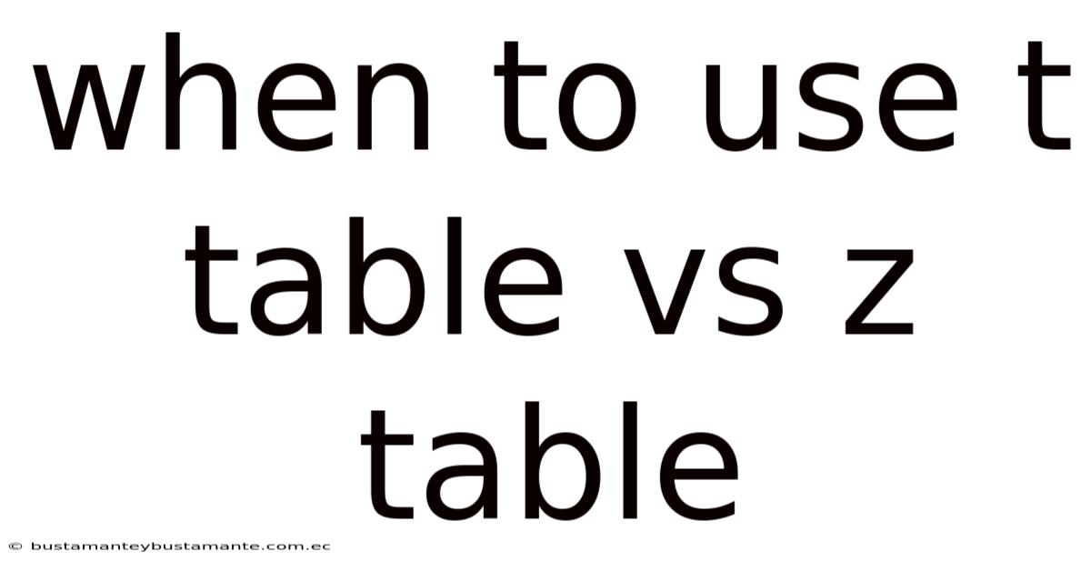 When To Use T Table Vs Z Table