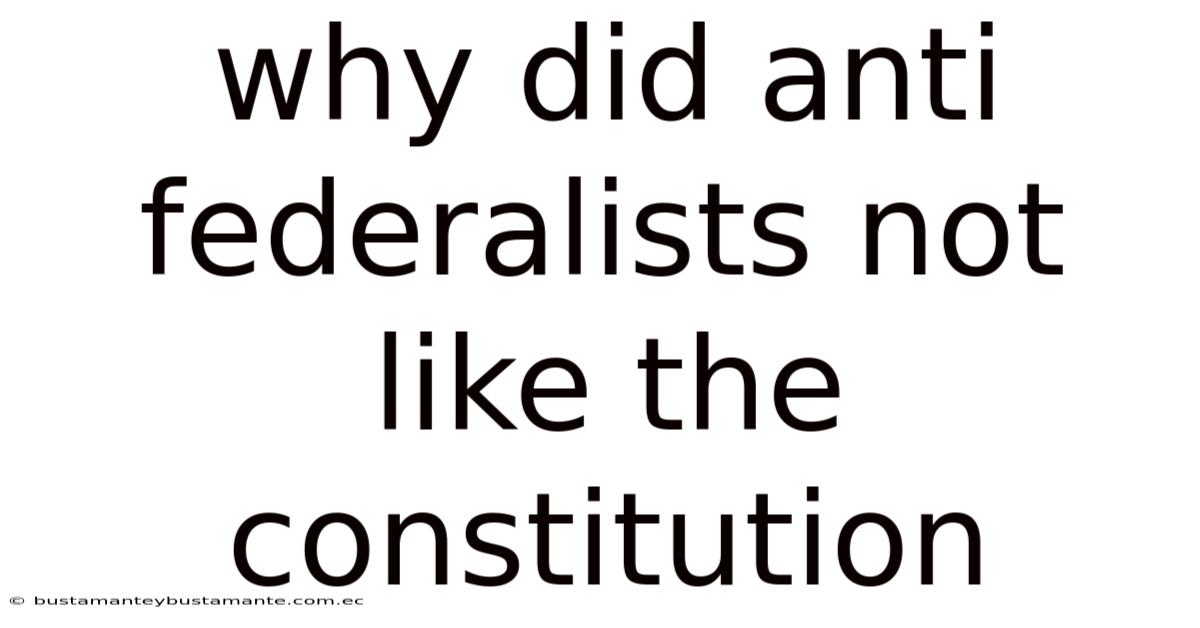 Why Did Anti Federalists Not Like The Constitution