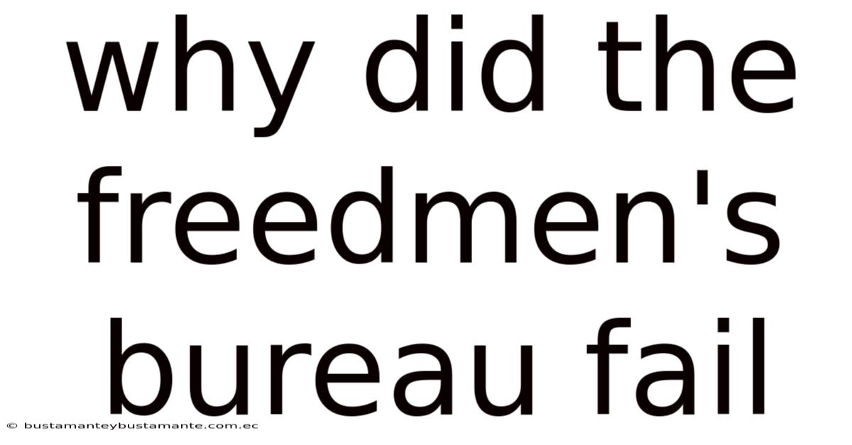 Why Did The Freedmen's Bureau Fail